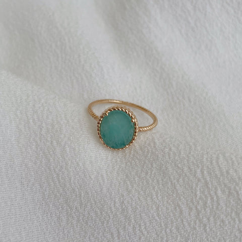 bague ovale en pierre Amazonite